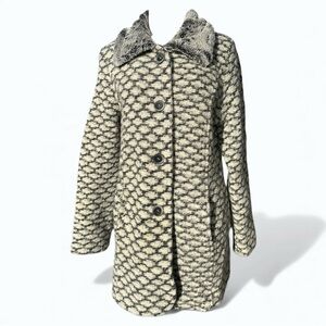 Maria Sole Wool Mohair Blend Textured Pea Coat Jacket Size XL - Gray